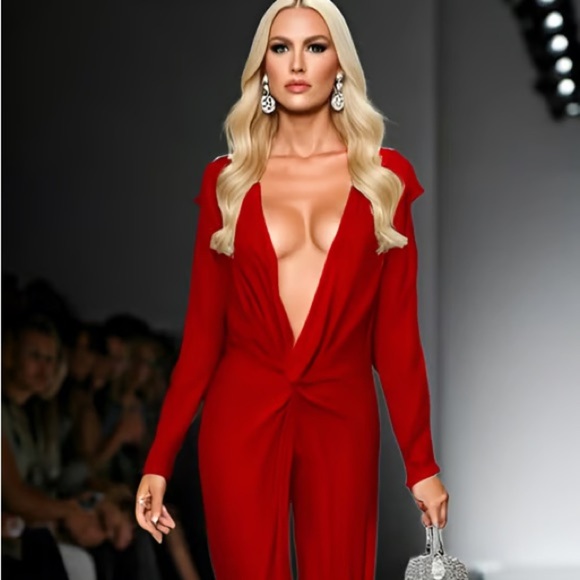 Rolla Coster Free People Vibrant Red twist in front Dress M - Picture 1 of 4